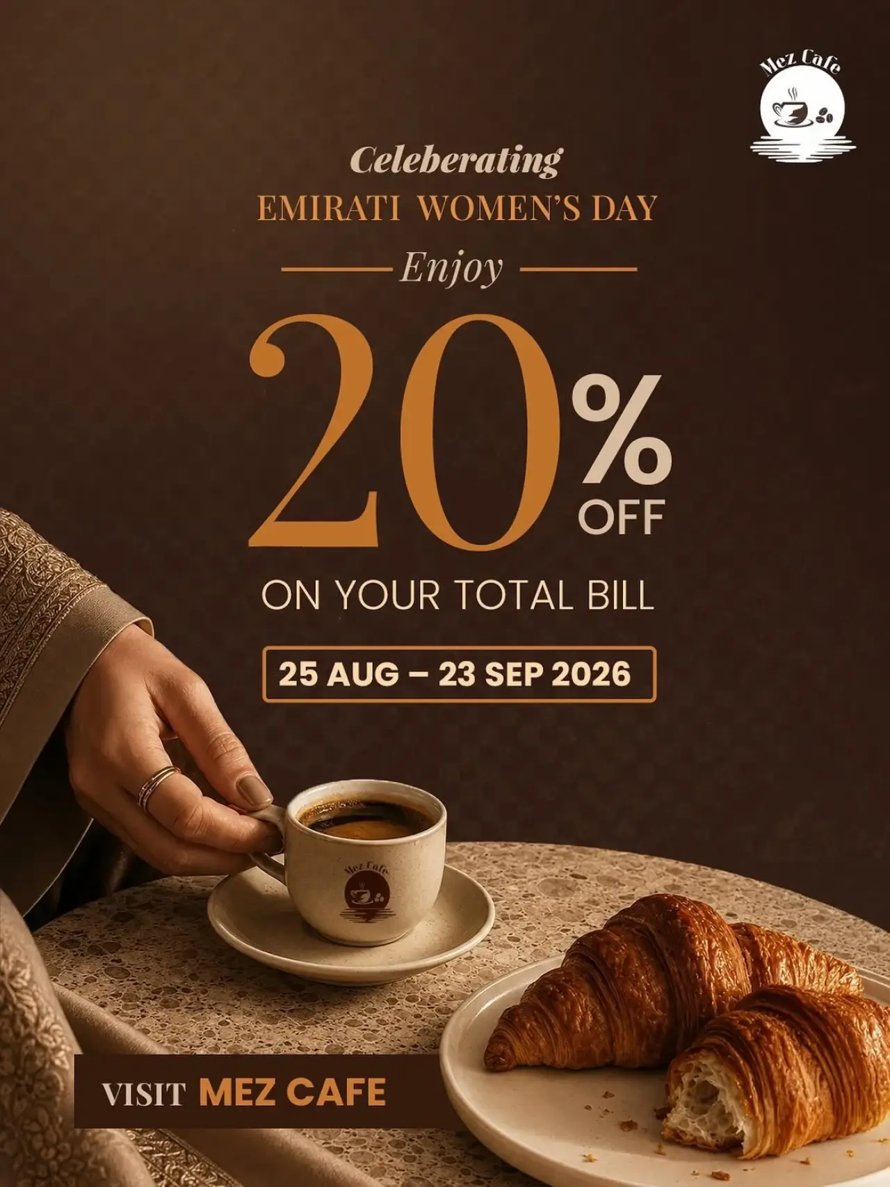 Celebrate Emirati Women’s Day at Mez Cafe with 20% Off