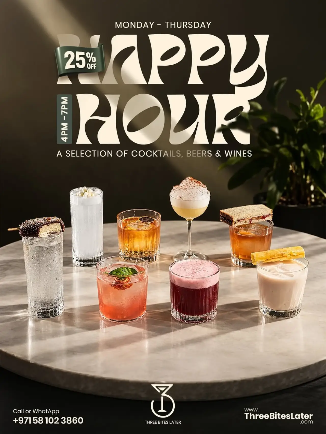25% off Happy Hour at 3BL