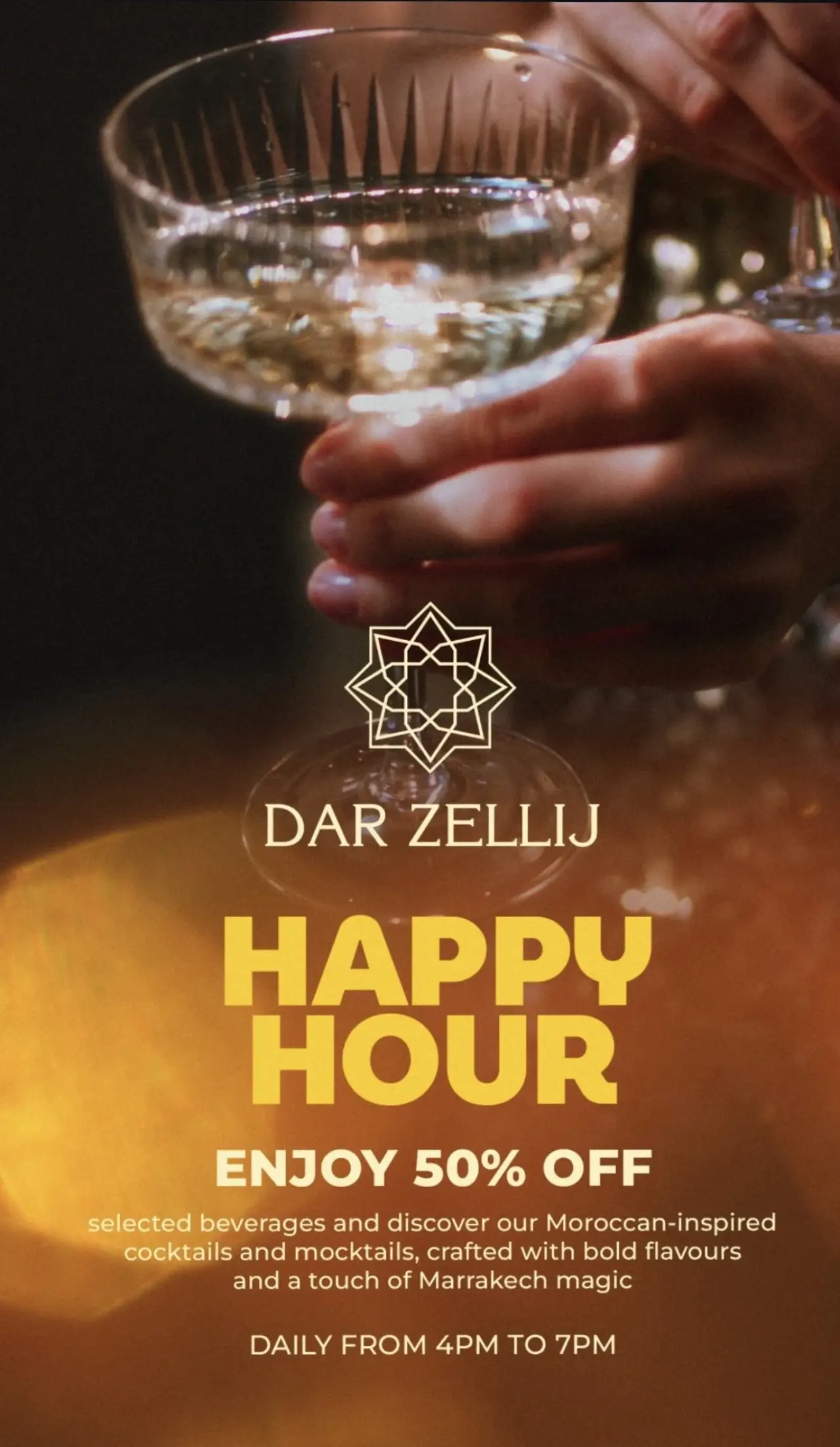Happy Hour: 50% off selected beverages