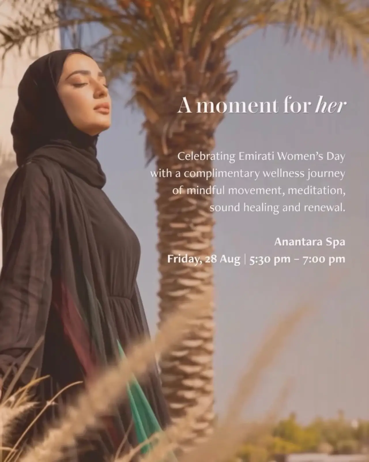Complimentary wellness journey for Emirati Women at Anantara