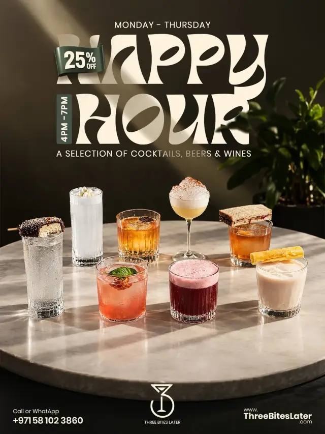 25% off Happy Hour at 3BL